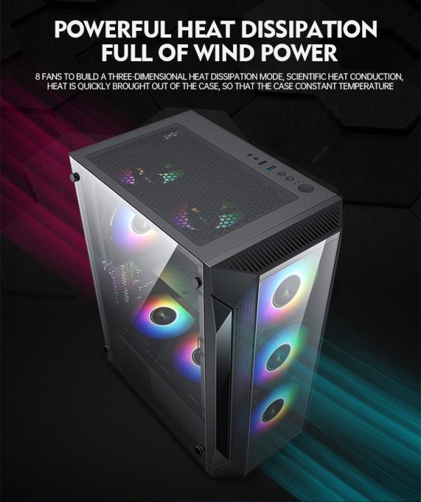 PC Case RGB Gaming Casing with 4 RGB Case Fan - Image 4