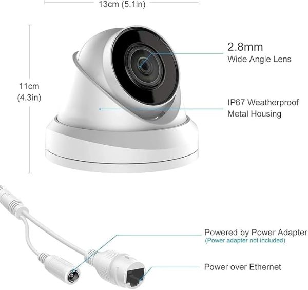 Real HD Tic 4MP PoE IP Turret Dome Camera, 2.8mm Wide Angle - Image 2