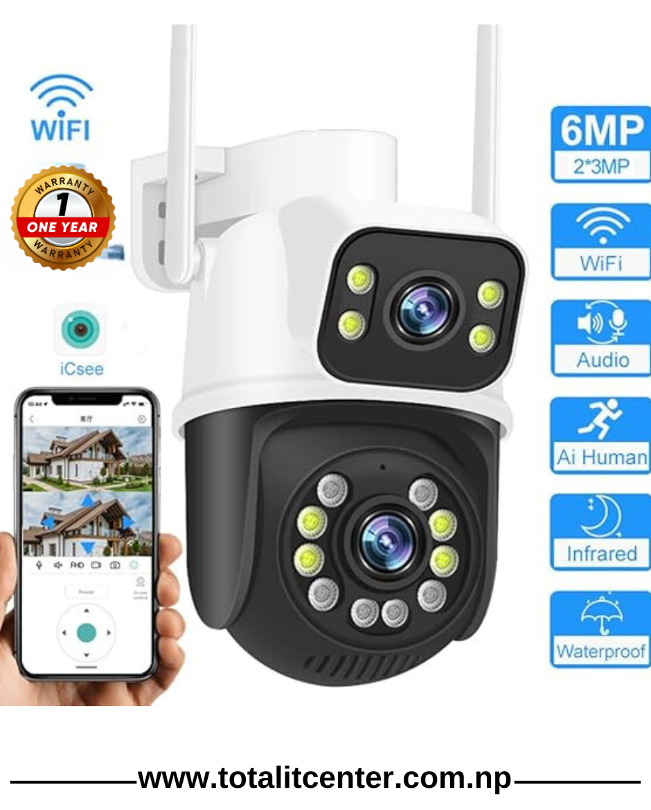 Wireless 6mp dual lens wifi camera FREE 64GB Memory