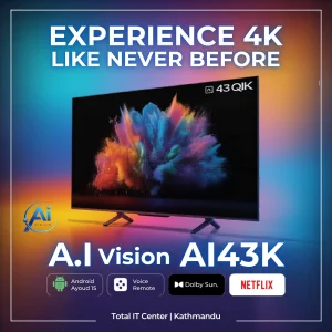 A.I Vision 43 Inch 4K QLED Smart TV 2026 | Ai43K | Android 15 | Dolby Sound | 5-Year Warranty