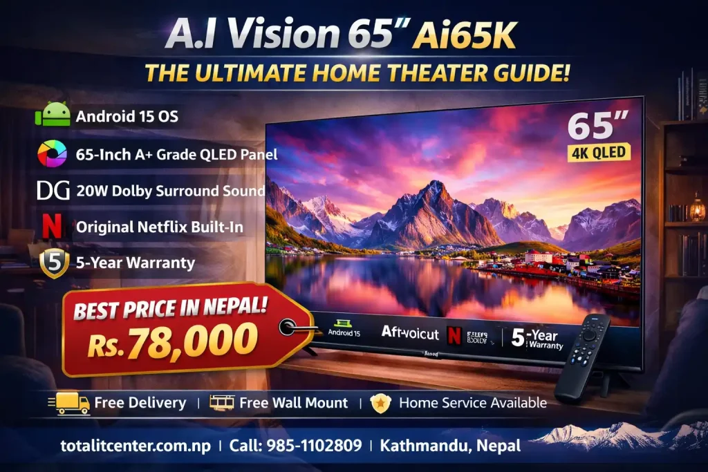 A.I Vision 65 Inch TV Price in Nepal | Ai65K 4K QLED | 2026 Review