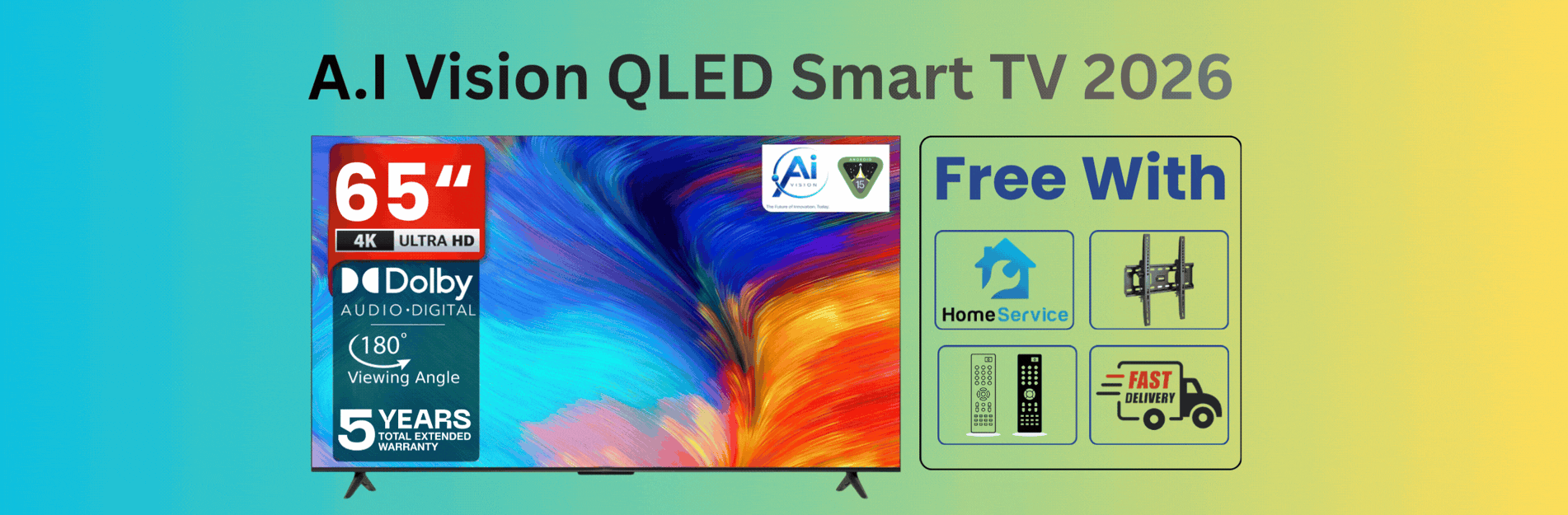 A.I Vision 32 Inch QLED Smart TV 2026 | Android 14 | Dolby Sound | 5-Year Warranty | Price in Nepal Rs. 20,500