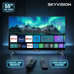 Skyvision 55 Inch 4K UHD WebOS Smart TV 2026 | WebOS TV | Magic Remote | 40W Dolby Sound | 5-Year Warranty